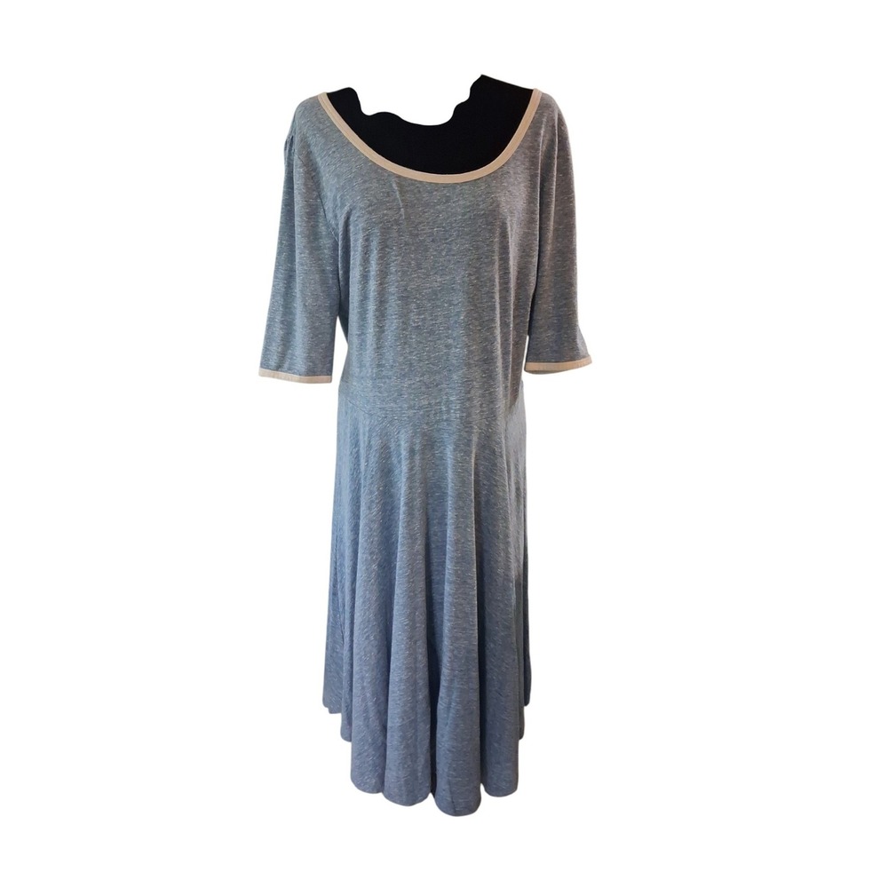 LuLaRoe NICOLE Dress fit & Flare Gray, Beige Short Sleeve Womens Size 3XL #001